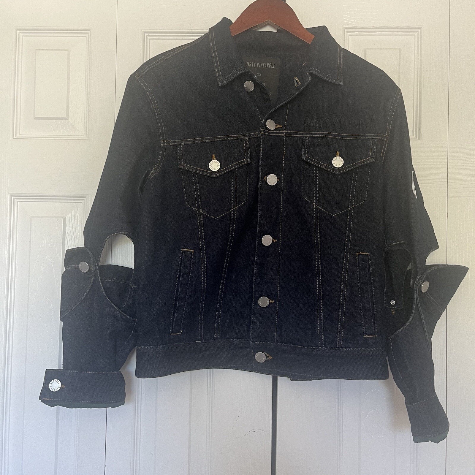 Unisex Dirty Pineapple Denim Jeans Jacket Elbow Pads Size Xs
